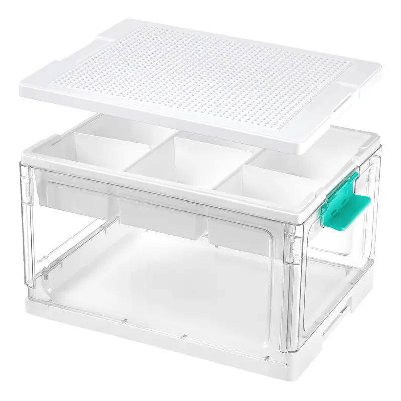 Vtopmart 24QT Clear Craft Storage Bin with Removable Trays&Adjustable Dividers