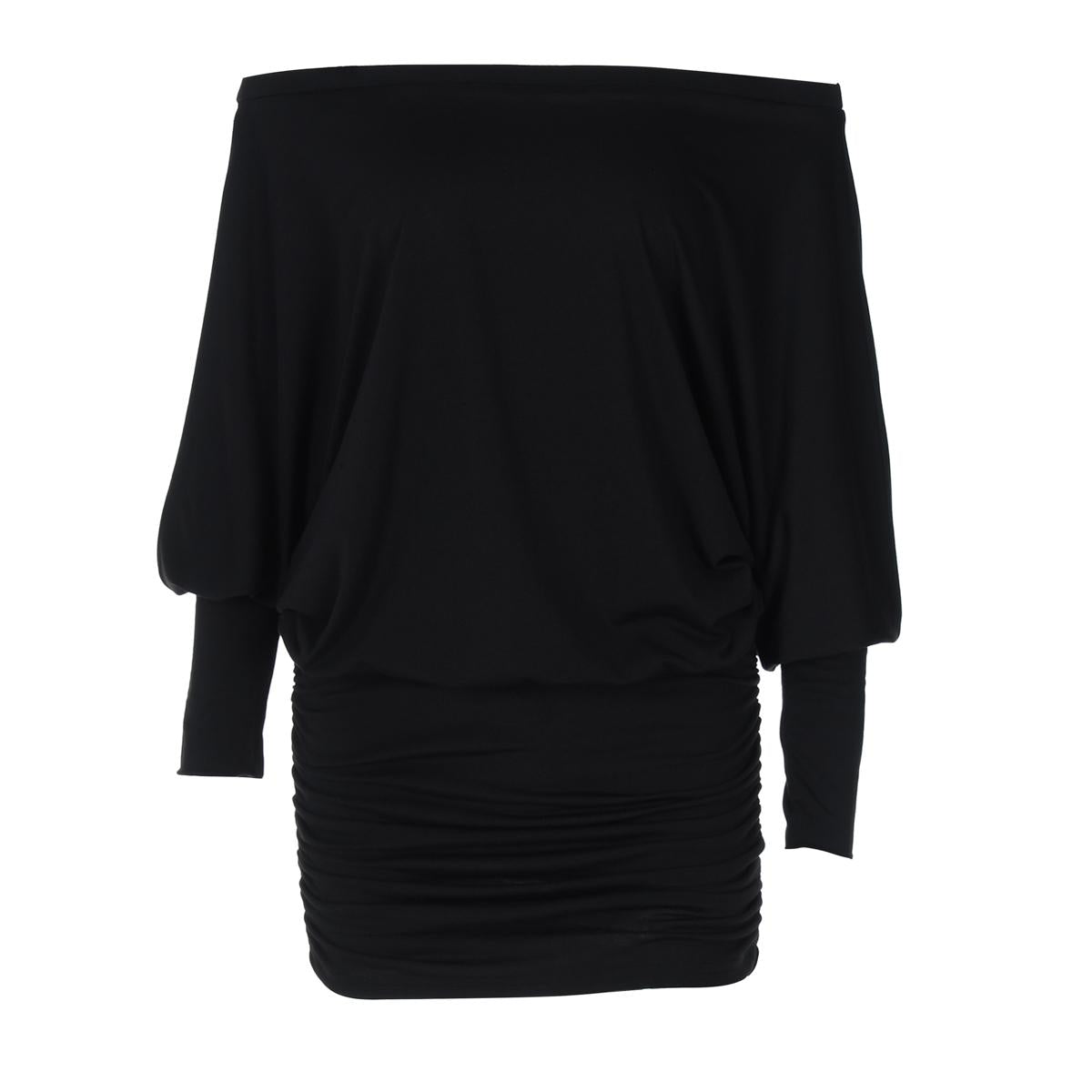 Women's Sheer Ruched Casual Party Dress, Off-The-Shoulder Long Sleeve Fit Women's Mini Dress