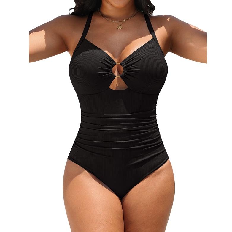 Womens Modest beach Swimsuits Plus size Tummy Control