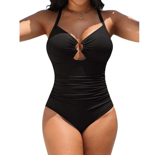 Womens Modest beach Swimsuits Plus size Tummy Control