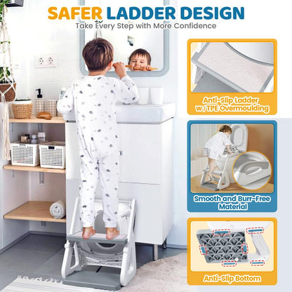 Orzbow 2-IN-1 Potty Training Toilet Seat with Step Stool for Toddler