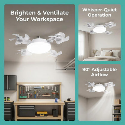 New E27 Socket Ceiling Fan Light - 2-in-1 Silent LED Fan