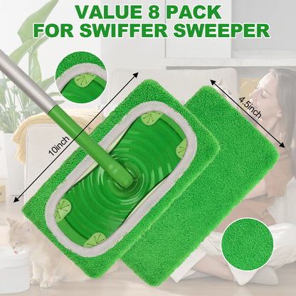 4Pcs Microfiber Mop Pads Compatible with Swiffer Sweeper Mop Wet