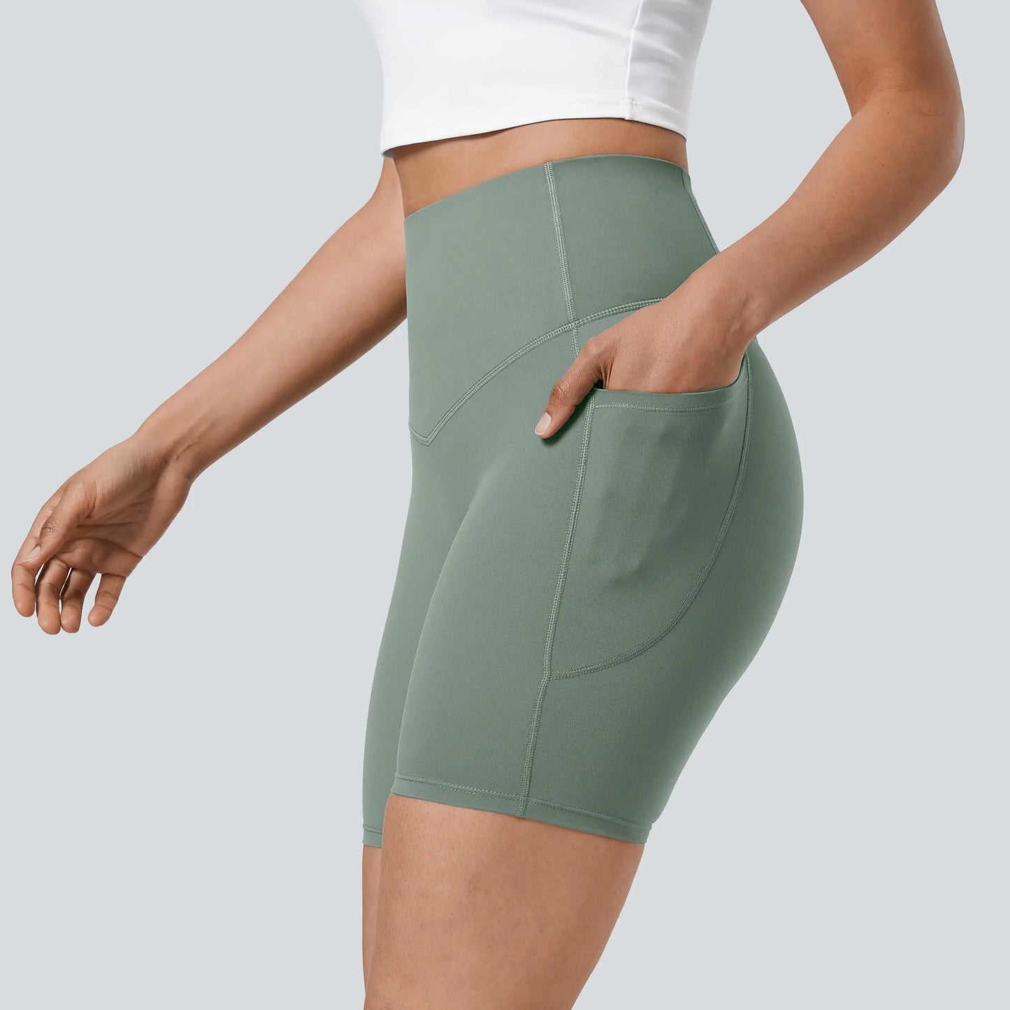 UltraSculpt High Waisted Tummy Control Pocket Shaping Training Biker Shorts 3"/5"/7"/9“