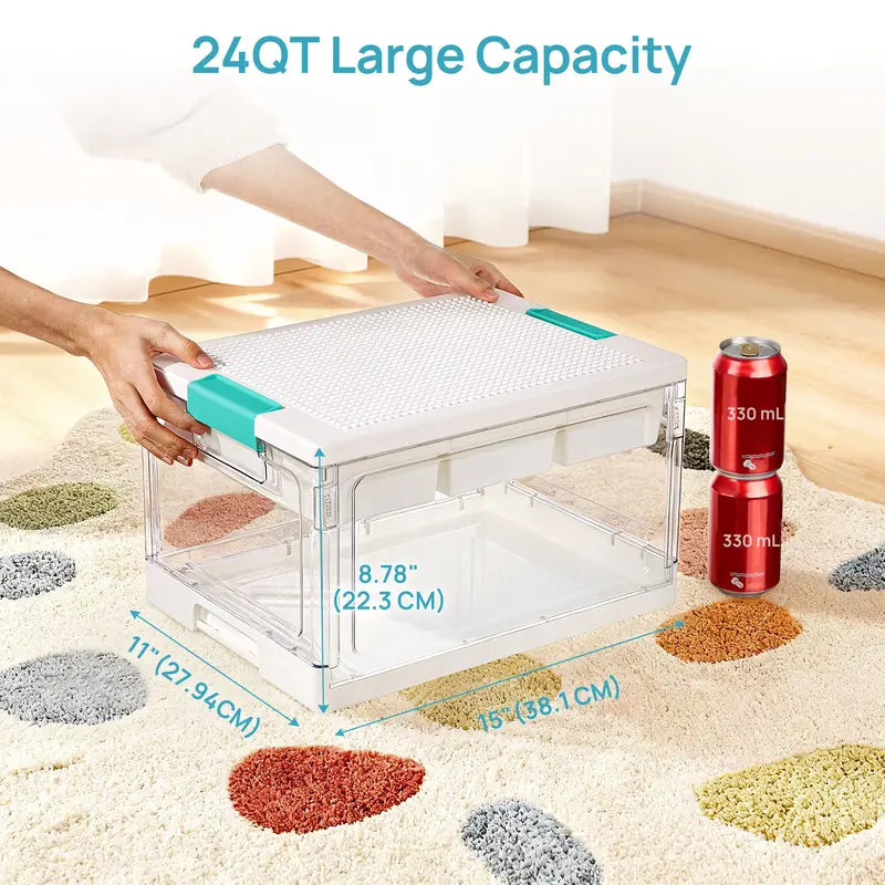 Vtopmart 24QT Clear Craft Storage Bin with Removable Trays&Adjustable Dividers