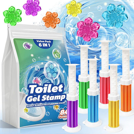 (84 Flowers) Toilet Gel Stamp - (6 in 1) Air Freshener, Effective Deodorizer, Long Lasting Fragrance for Bathroom