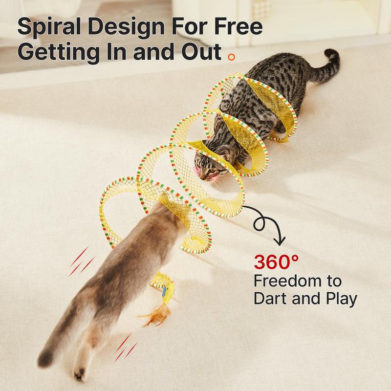 Potaroma Spiral Tunnel Cat Toy, Cat Self Play Spiral Kitten Collapsible Spring Tunnel