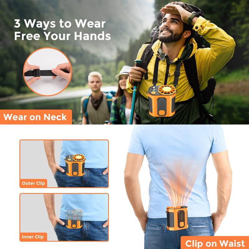 Portable Waist Clip Fan, 5000 mAh Cool Clip Fan Under Shirt,