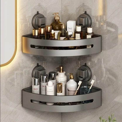 1/2/3 Pack Gun Gray Aluminum Triangular Suction Cup Shower Caddy