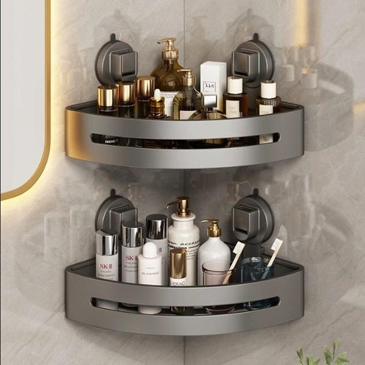 1/2/3 Pack Gun Gray Aluminum Triangular Suction Cup Shower Caddy