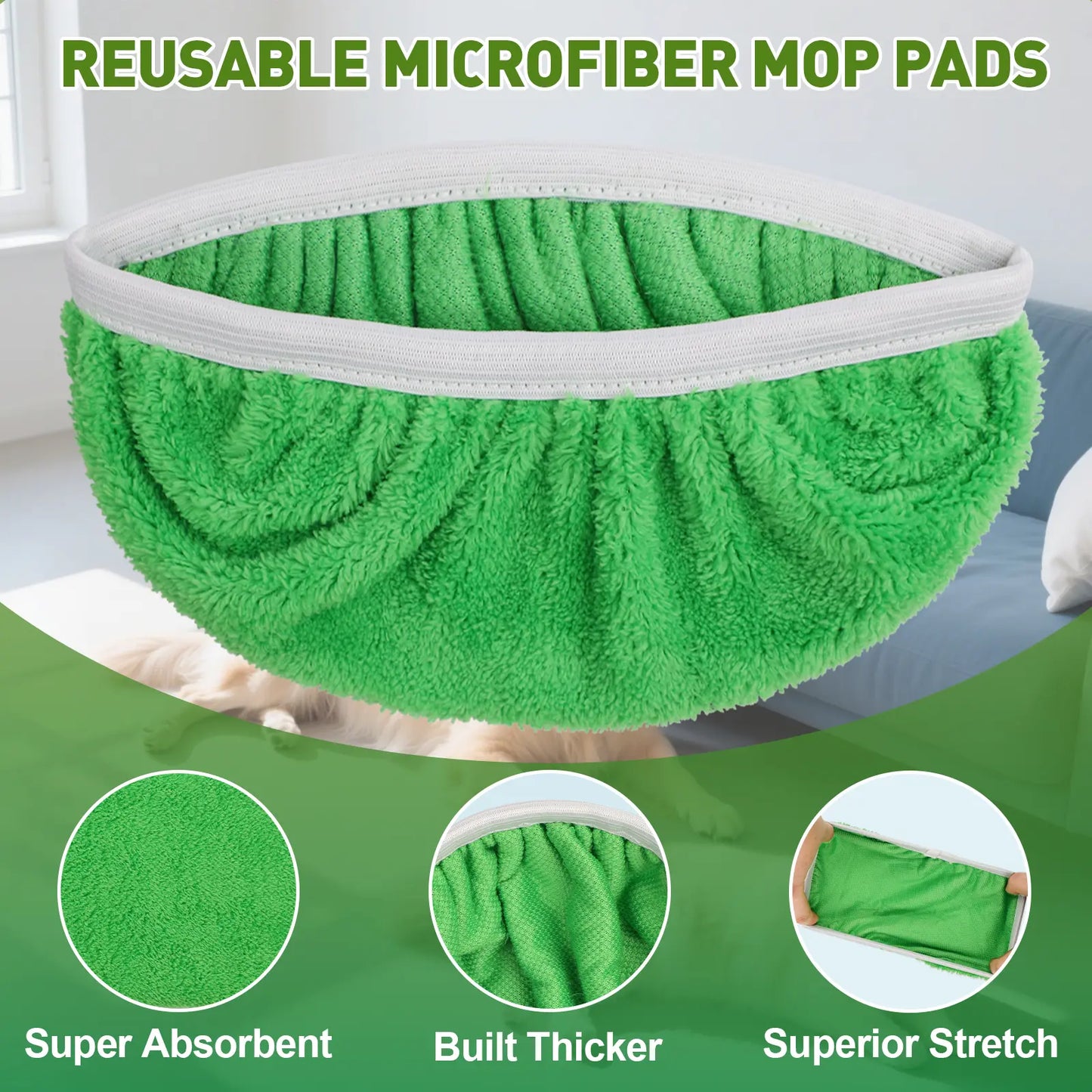 4Pcs Microfiber Mop Pads Compatible with Swiffer Sweeper Mop Wet