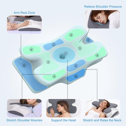 VIPfree Cooling Memory Neck Pillow, Adjustable Ergonomic Memory Foam Neck Pillows