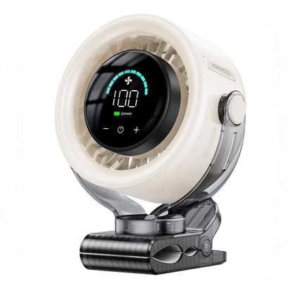 4000mAh Rechargeable Portable Clip on Fan-100-Speed Touch Control, LED Display, 360° Rotate Quiet Turbo Desk Fan