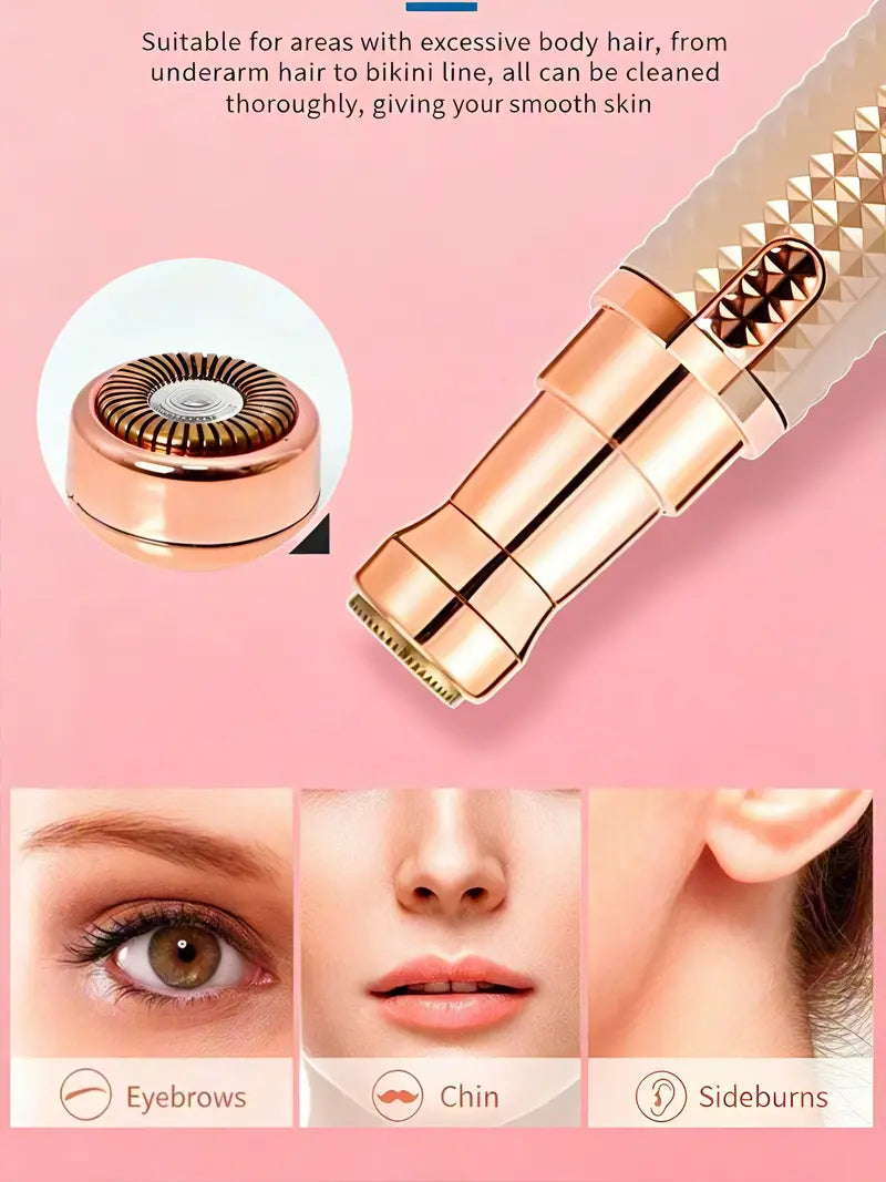 3-in-1 Facial Hair Remover for Women, Painless USB Rechargeable Eyebrow Trimmer & Shaver