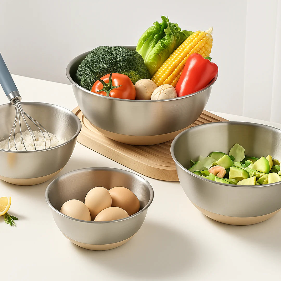 6 Piece Stainless Steel Mixing Bowl with Lids Set
