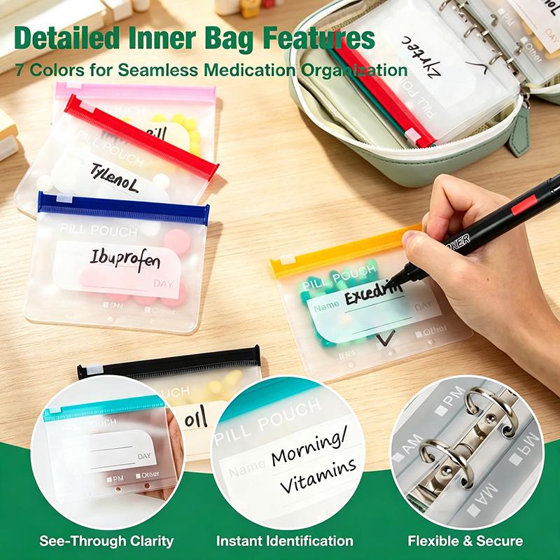 Waterproof Pill Pouch Set, 14pcs Bags Inside,