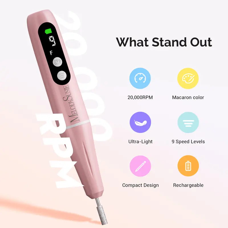 PC90G Rechargeable Nail Drill 20000RPM, Portable Electric Nail File with Sanding Kit for Manicure & Pedicure