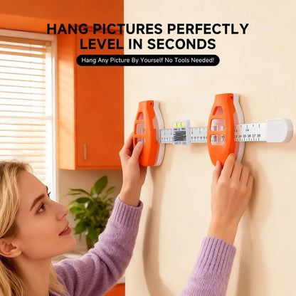 Professional Picture Hanging Tool with Level and Ruler - Frame Alignment Kit for Drywall & Wood Walls