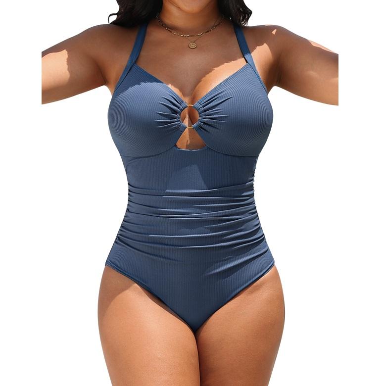 Womens Modest beach Swimsuits Plus size Tummy Control