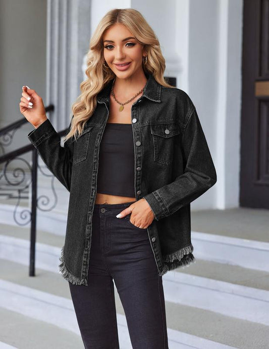 Ripped Fringe Denim Jacket