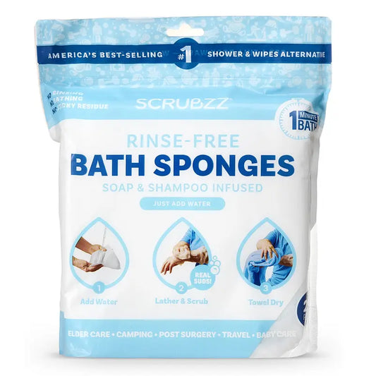 Scrubzz Rinse-Free Bathing Wipes - Soap & Shampoo Infused