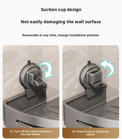 1/2/3 Pack Gun Gray Aluminum Triangular Suction Cup Shower Caddy