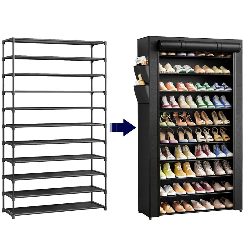 Shoe Rack - 3-10-Tier Shoe Organizer with Side Handles for Closet Entryway
