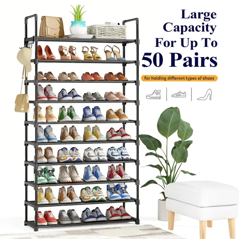 Shoe Rack - 3-10-Tier Shoe Organizer with Side Handles for Closet Entryway