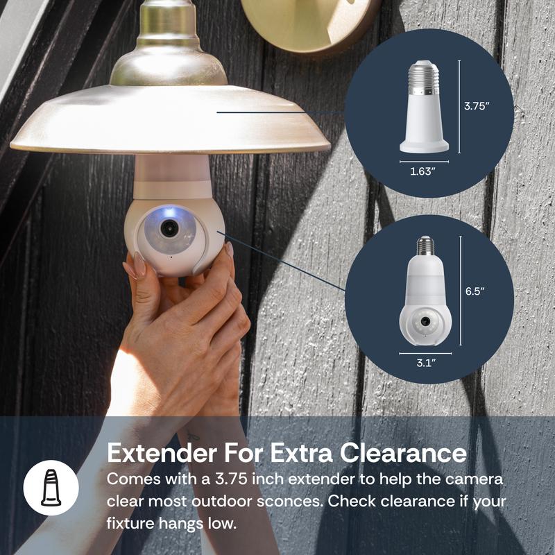 Luna Light Bulb Security Cam -2K 2.4GHz/5GHz WiFi, Indoor Outdoor Surveillance Monitoring Camera