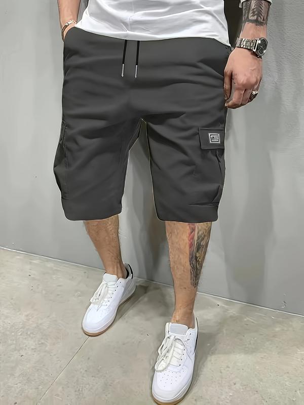 3 Piece Men's Shorts Set Brown Black & Green Slanted Pockets