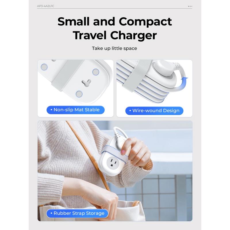 Travel Power Strip, ORICO 4 Outlets 3 USB Ports