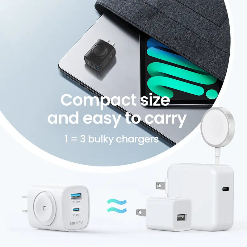 TOPADRE 3-in-1 Magnetic Wireless Cordless PD USB-C Wall Charger Block