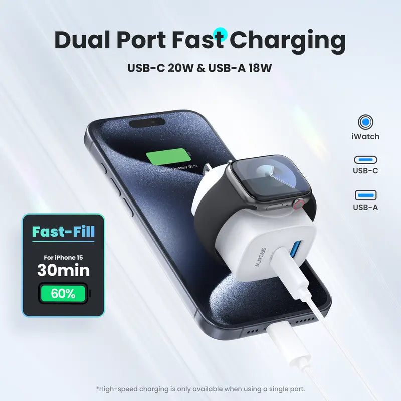 TOPADRE 3-in-1 Magnetic Wireless Cordless PD USB-C Wall Charger Block