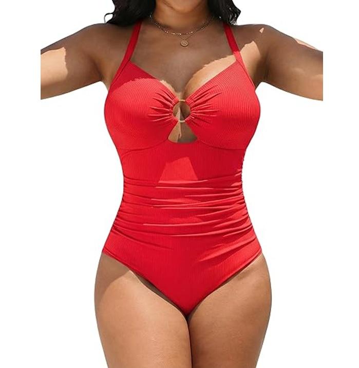 Womens Modest beach Swimsuits Plus size Tummy Control