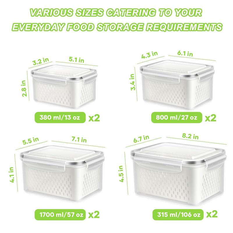 8 Pack Fridge Organizers and Storage - Stackable Fruit Storage Containers