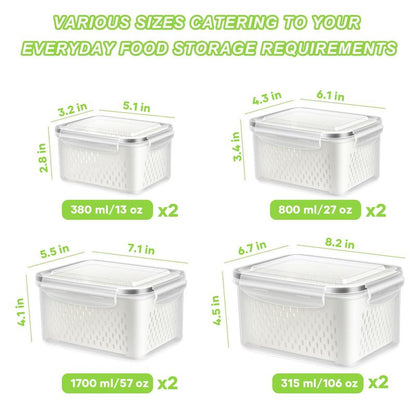8 Pack Fridge Organizers and Storage - Stackable Fruit Storage Containers