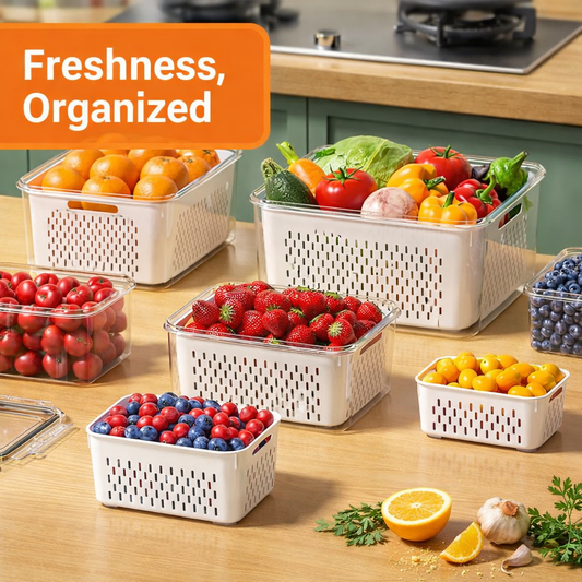 5 Pack Fridge Organizers and Storage - Stackable Fruit Storage Containers