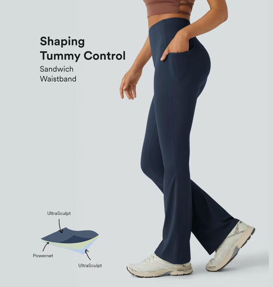 High Waisted Tummy Control Bootcut Leggings