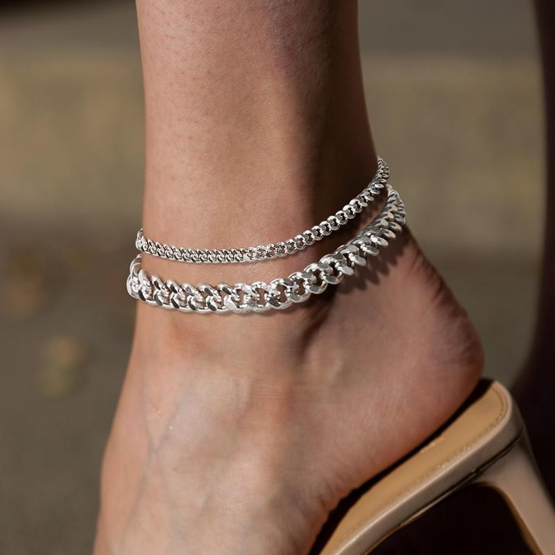 Chunky Cuban Link Chain Anklet for Women Waterproof