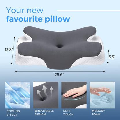 VIPfree Cooling Memory Neck Pillow, Adjustable Ergonomic Memory Foam Neck Pillows