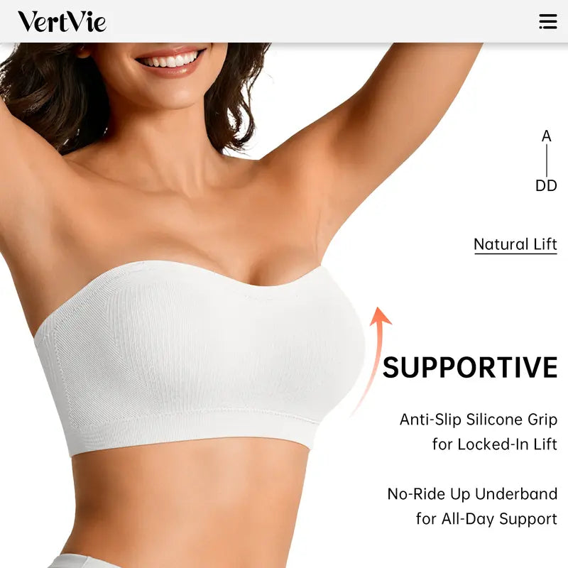Stay Put Bandeau Bra, Strapless Bra Wireless Seamless Comfort Day
