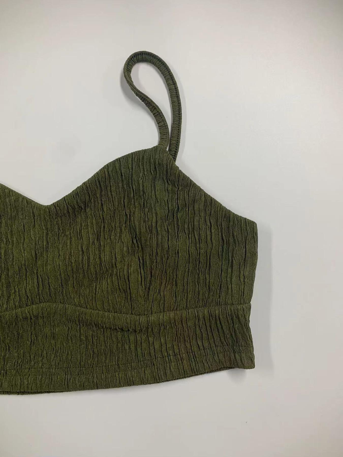 Solid Woven Crop Cami Top & A-line Skirt Two-piece Set