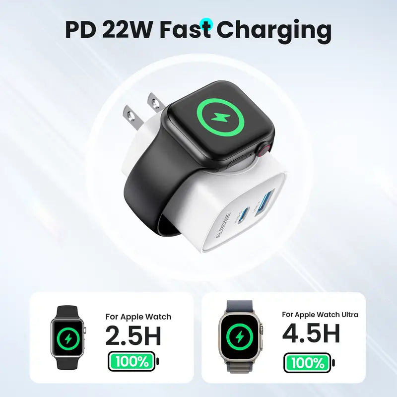 TOPADRE 3-in-1 Magnetic Wireless Cordless PD USB-C Wall Charger Block