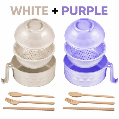 (2 Pack) Microwave Ramen Bowl Set with Handle, Spoon, Fork, Chopsticks
