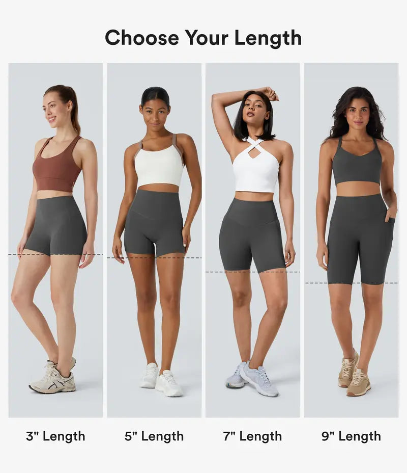 UltraSculpt High Waisted Tummy Control Pocket Shaping Training Biker Shorts 3"/5"/7"/9“