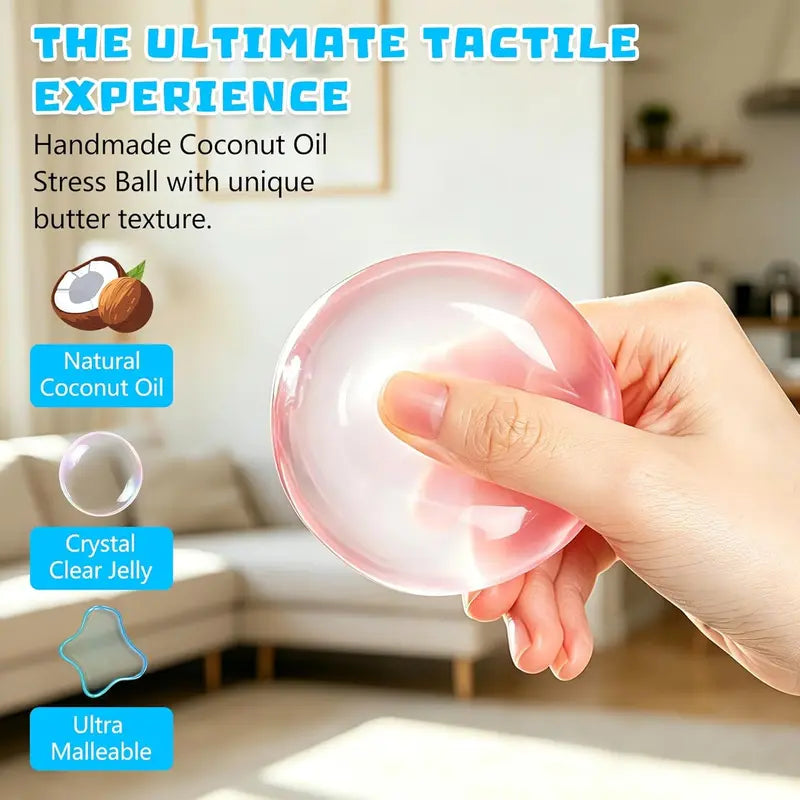 [2 Pack] Count Coconut Oil Stress Ball,Shapeable No Rebound Stress Relief Ball