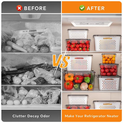5 Pack Fridge Organizers and Storage - Stackable Fruit Storage Containers