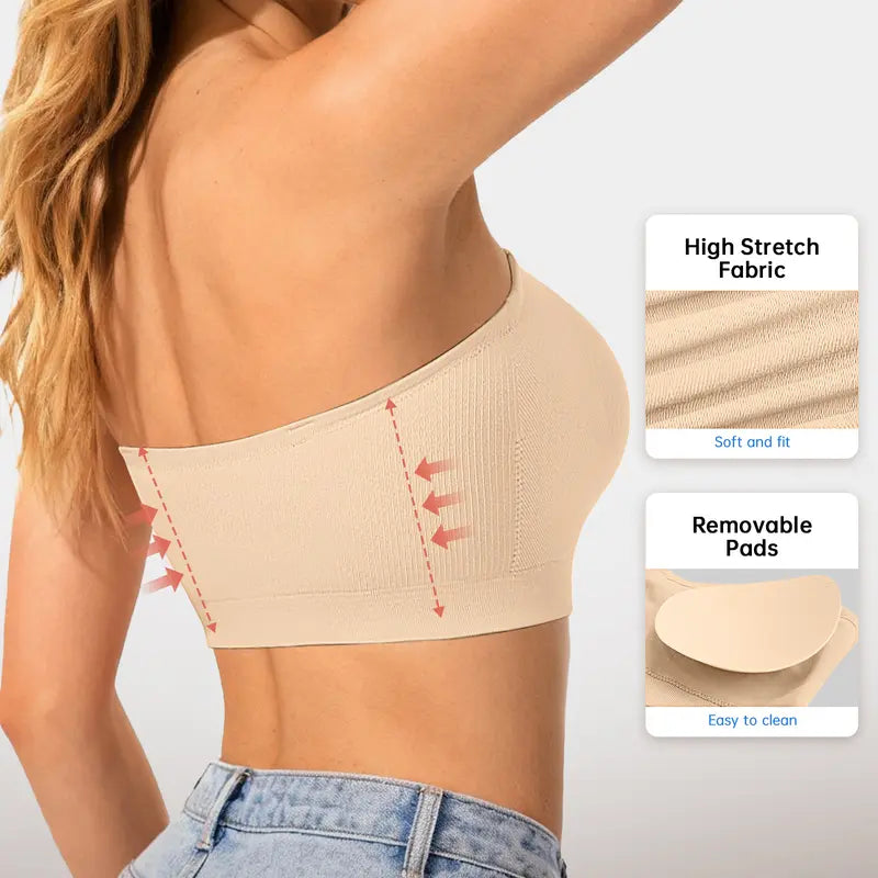 Stay Put Bandeau Bra, Strapless Bra Wireless Seamless Comfort Day