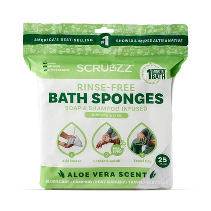 Scrubzz Rinse-Free Bathing Wipes - Soap & Shampoo Infused