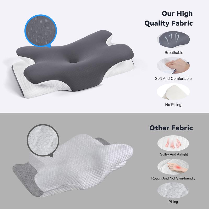 VIPfree Cooling Memory Neck Pillow, Adjustable Ergonomic Memory Foam Neck Pillows
